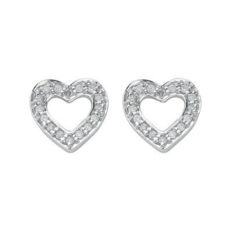 18k White Gold 0.18k Diamond Heart Stud Earrings