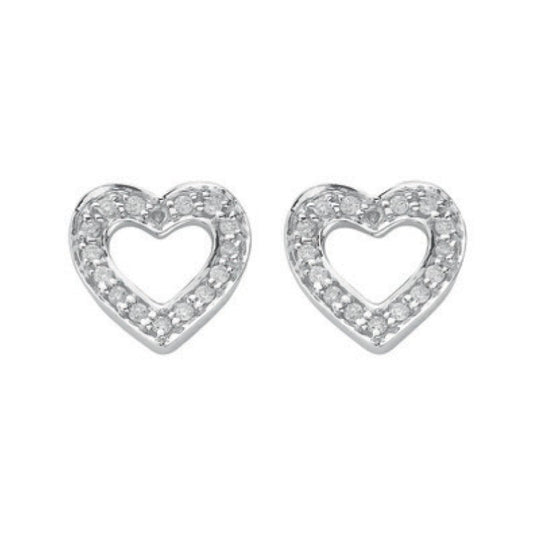 18k White Gold 0.18k Diamond Heart Stud Earrings