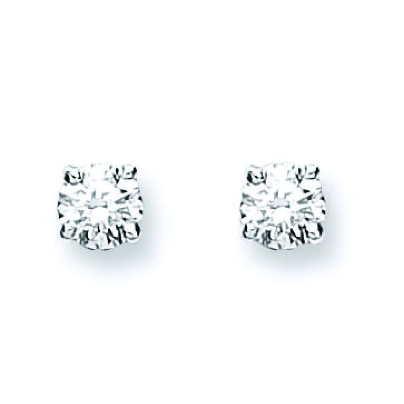 18k White Gold 0.25ct Claw Set Diamond Stud Earrings