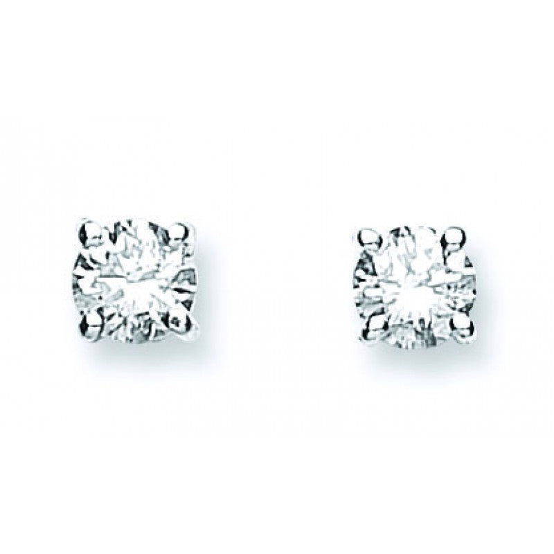 18k White Gold 0.50ct Claw Set Diamond Stud Earrings