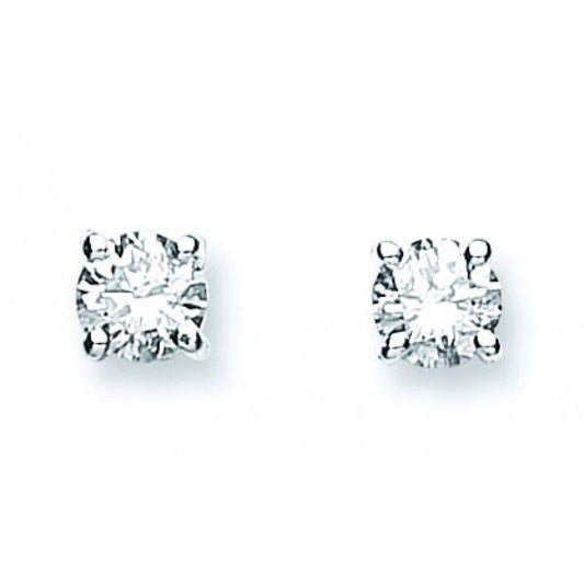 18k White Gold 0.50ct Claw Set Diamond Stud Earrings