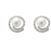 9K WHITE GOLD 0.18K DIAMOND & PEARL STUD EARRINGS