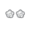 9k White Gold 0.17ct Diamond & Pearl Stud Earrings
