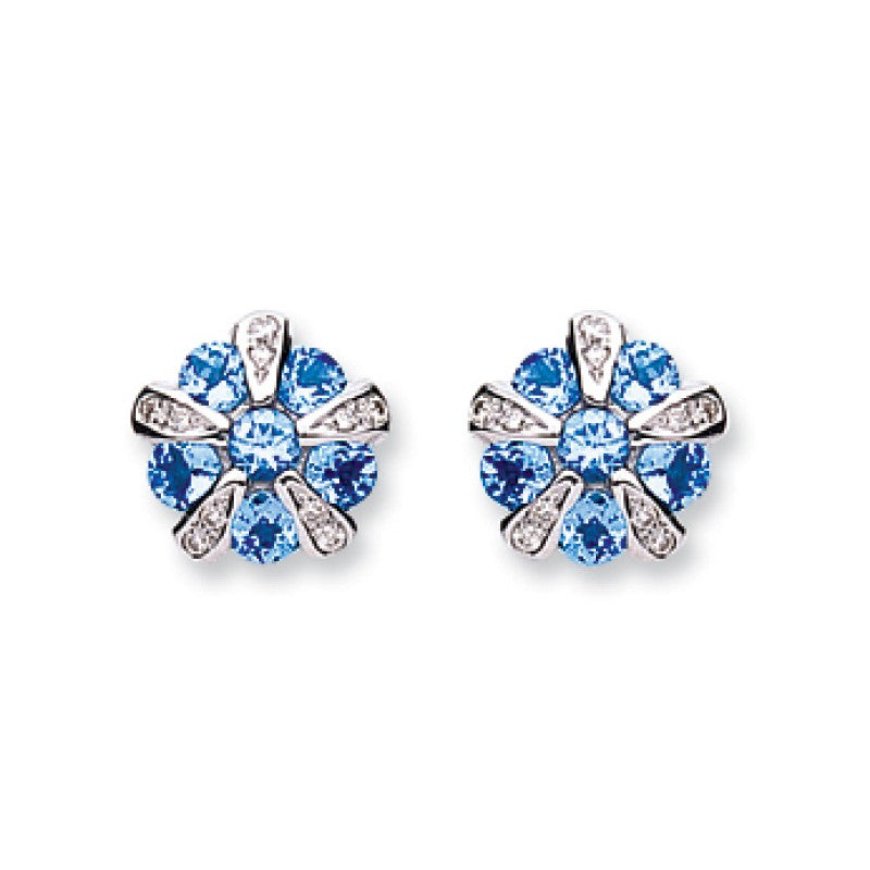 9k White Gold 0.08ct Diamond & 1.20ct Tanzanite Earrings