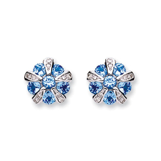 9k White Gold 0.08ct Diamond & 1.20ct Tanzanite Earrings