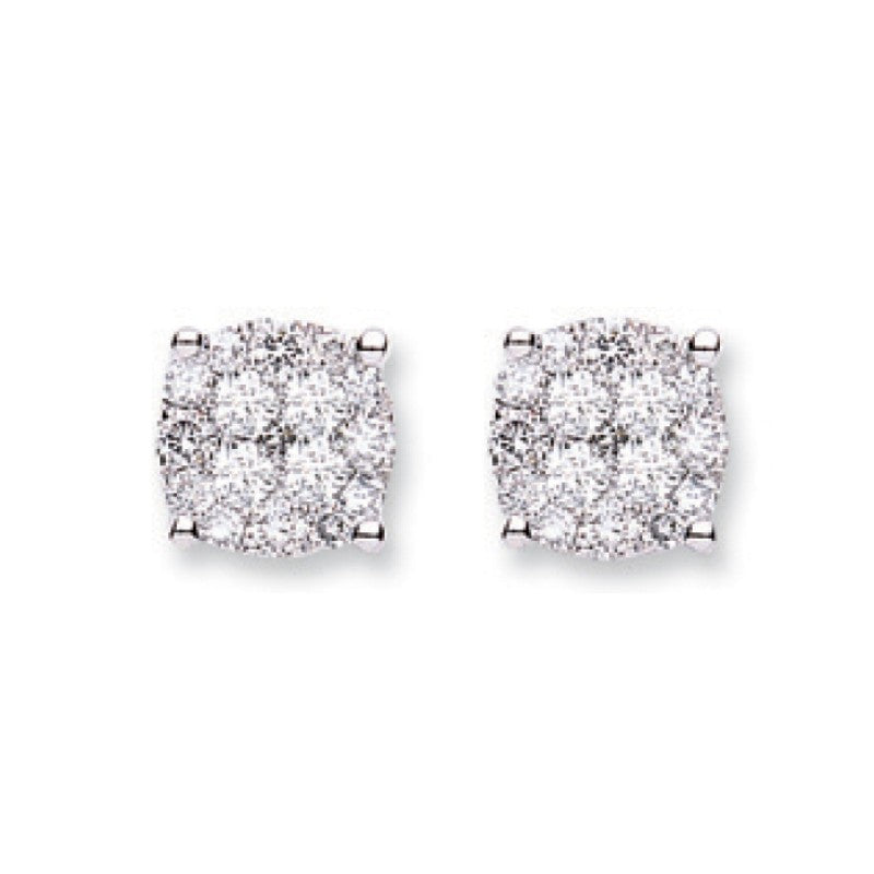 18k White Gold Cluster 0.75ct Diamond Studs