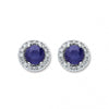 9k White Gold 0.15ct diamond 1.2ct 5mm Round Sapphire Stud Earrings