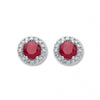 9k White Gold 0.15ct Diamond 0.9k 5mm Round Ruby Stud Earrings