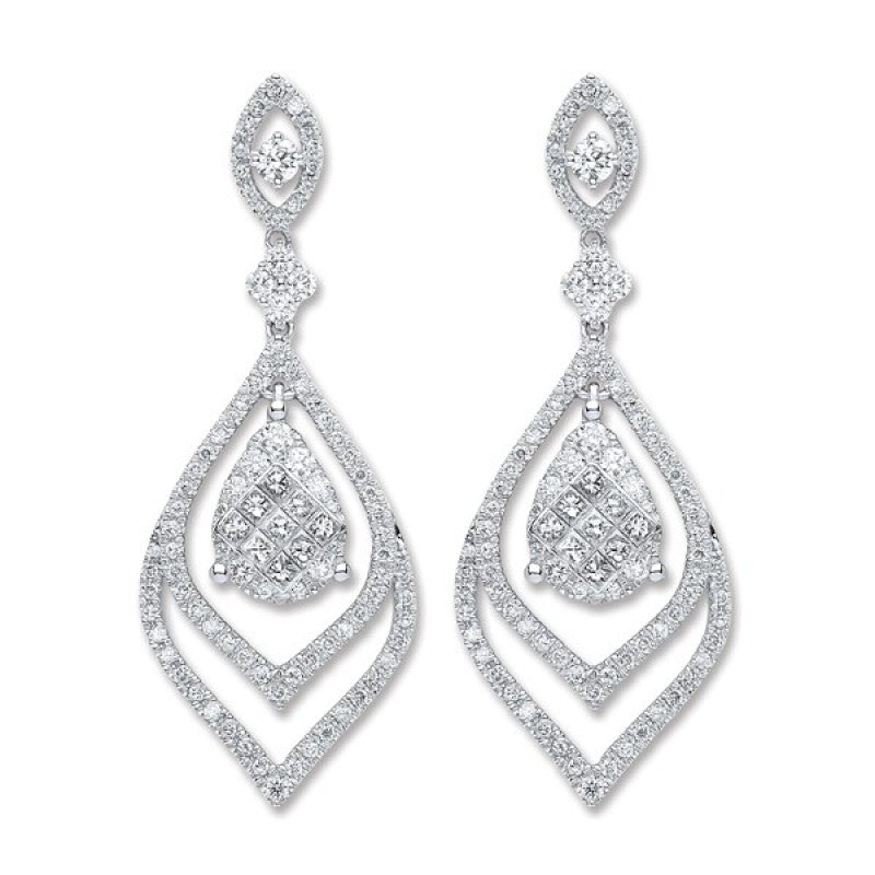 18k White Gold 2.00ct diamond Drop Earrings