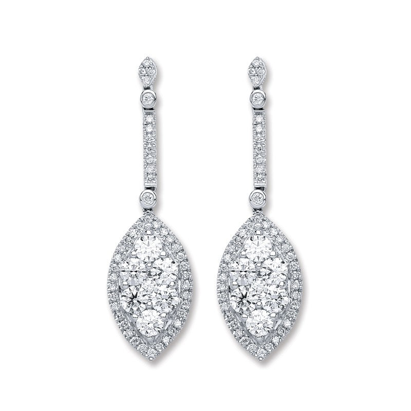 18k White Gold 2.50ct diamond Drop Earrings