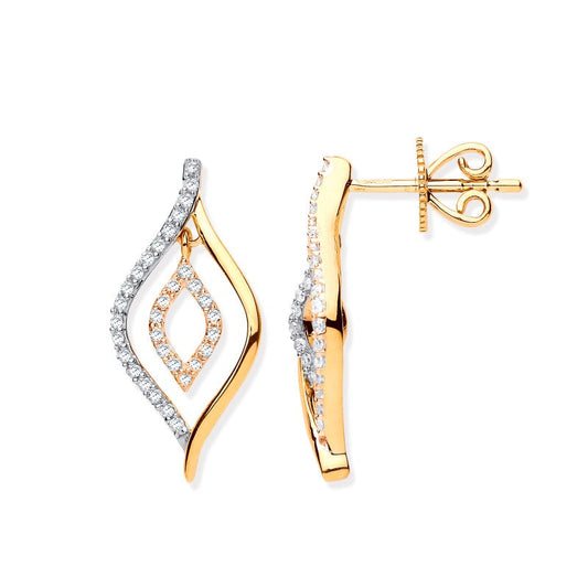9k Yellow Gold 0.25ct diamond Drop Earrings