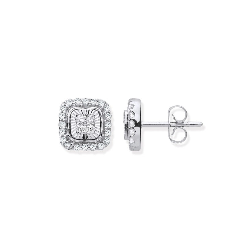 9k Diamond Milled Bezel 0.33ct Diamond Earrings