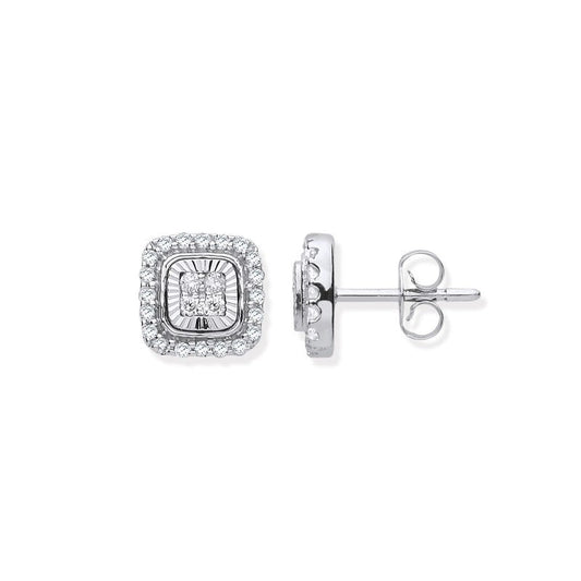 9k Diamond Milled Bezel 0.33ct Diamond Earrings