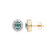 9k YG 0.60ct Emerald & 0.08ct Diamond Oval Stud Earrings