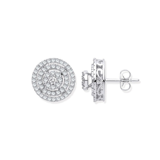 18k White Gold Multy Circles 0.70ct Diamond Stud Earrings