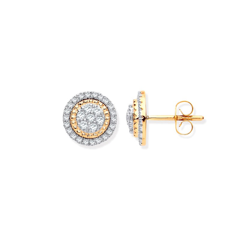 9k Yellow Gold Multy Circles Stud Diamond 0.36ct Earrings