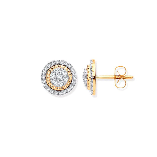 9k Yellow Gold Multy Circles Stud Diamond 0.36ct Earrings