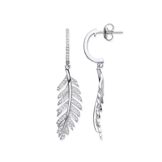 9k White Gold Feather Drop 0.40ct Diamond Earrings