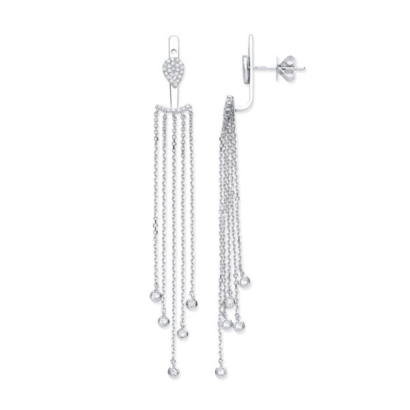 9k White Gold Cuff Wrap 0.31ct Diamond Earrings
