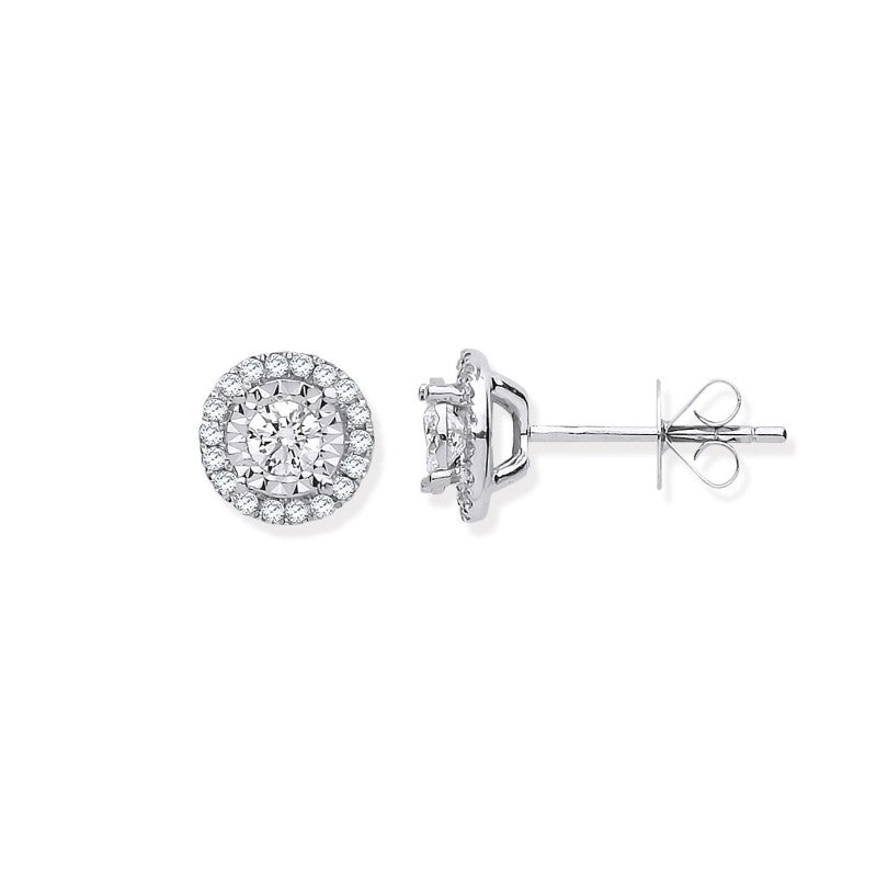 18k White Gold Halo 0.47ct Diamond Studs