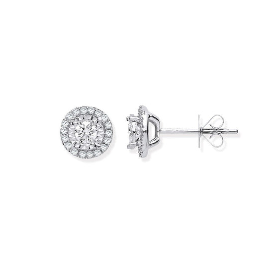 18k White Gold Halo 0.47ct Diamond Studs