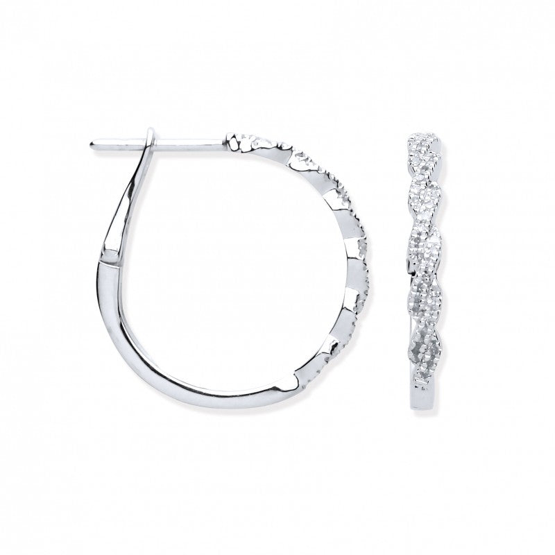 9k White Gold 0.20ct Twist Hoop Earrings