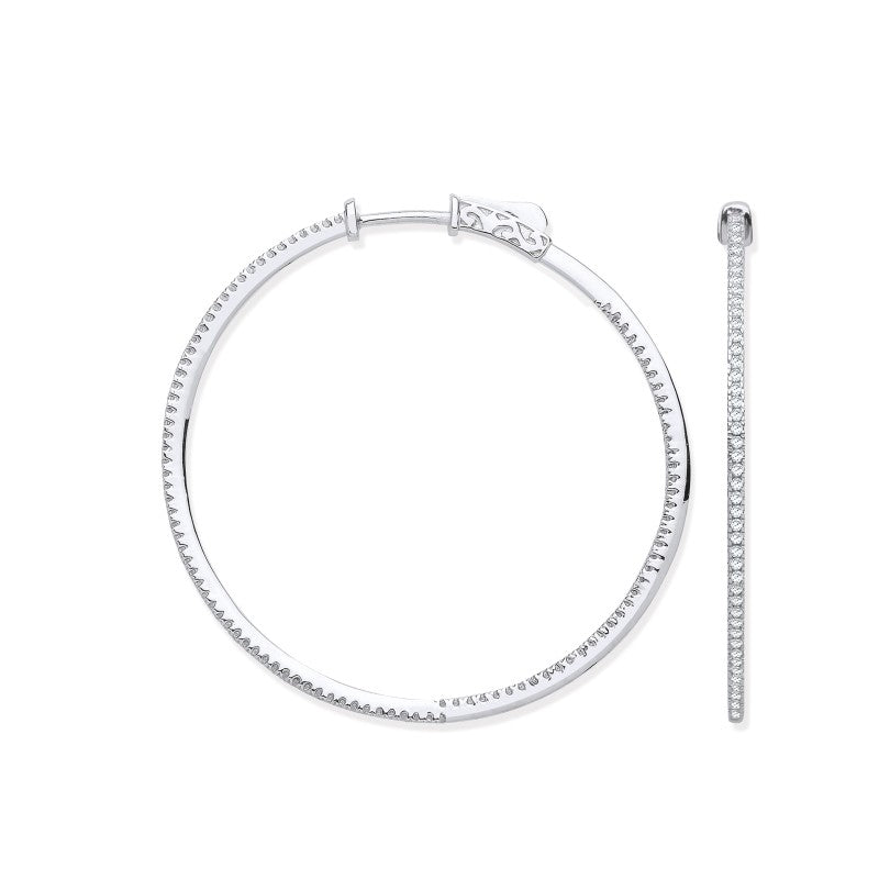 18k WG Skinny Hoops Set with 0.72ct diamond s Inside & Outside