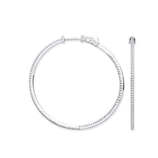 18k WG Skinny Hoops Set with 0.72ct diamond s Inside & Outside