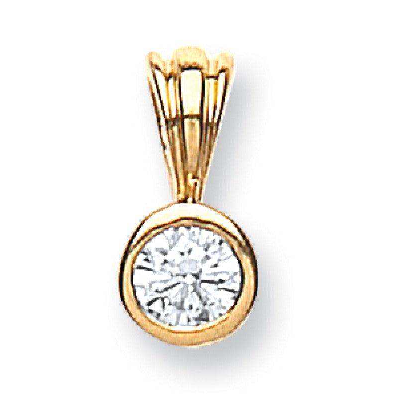 18k Yellow Gold 0.15ct Rubover Set Diamond Pendant