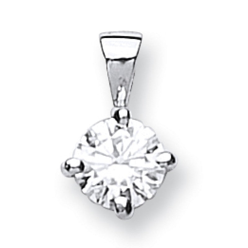 18k White Gold 0.25ct Claw Set Diamond Pendant