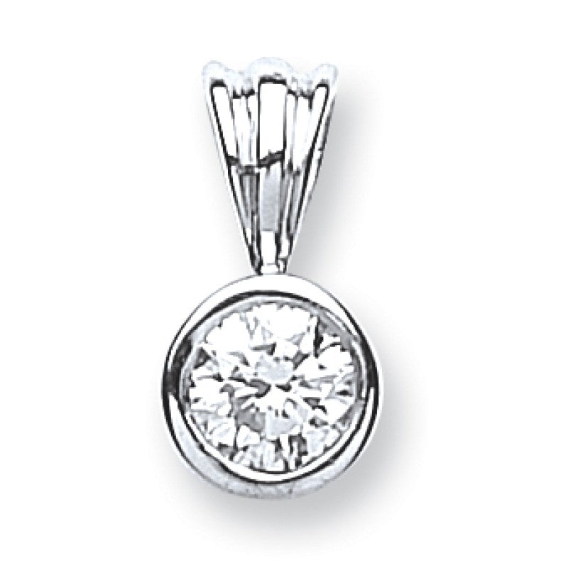 18k White Gold 0.25ct Rubover Set Diamond Pendant