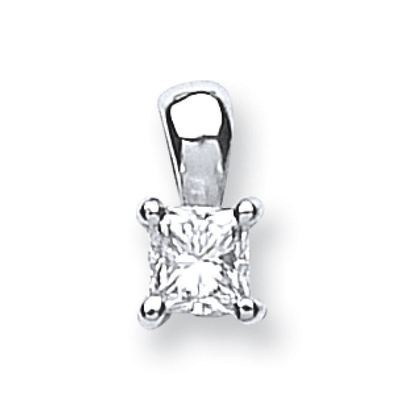 18k White Gold 0.25ct Princess Cut Diamond Pendant