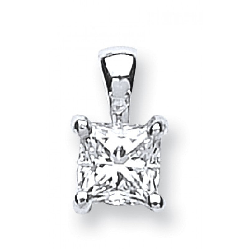 18k White Gold 0.50ct Princess Cut Diamond Pendant