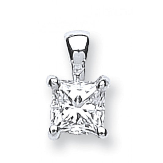 18k White Gold 0.50ct Princess Cut Diamond Pendant