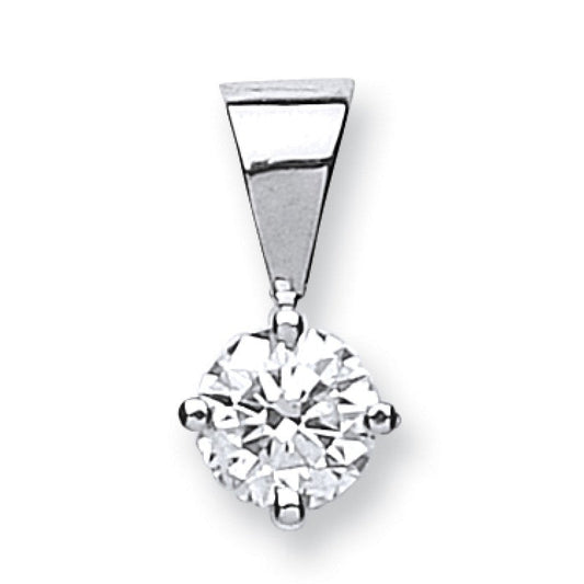 18k White Gold 0.50ct Claw Set Diamond Pendant