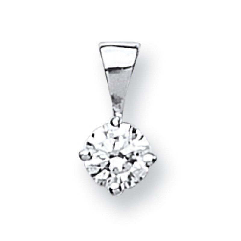 18k White Gold 0.15ct Claw Set Diamond Pendant