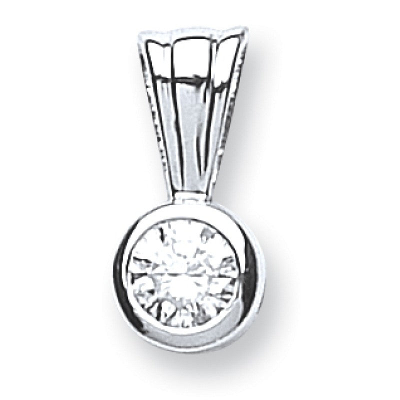 18k White Gold 0.15ct Rubover Set Diamond Pendant
