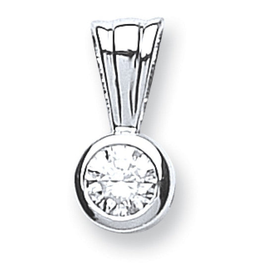 18k White Gold 0.15ct Rubover Set Diamond Pendant