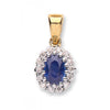 9k Yellow Gold 0.12ct Diamond & 0.80ct Sapphire Pendant