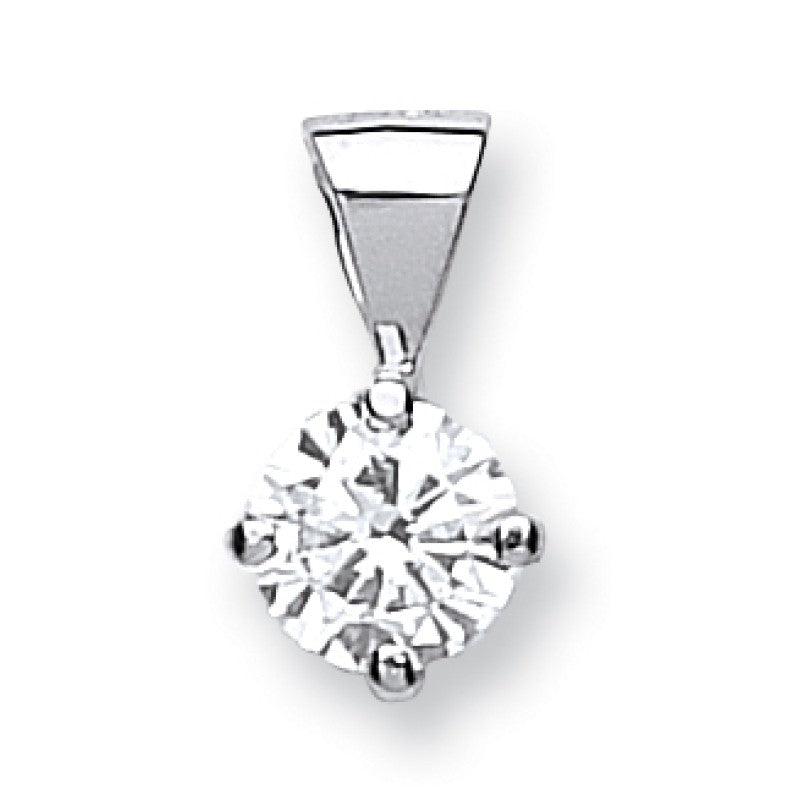 18k White Gold 0.35ct Claw Set Diamond Pendant