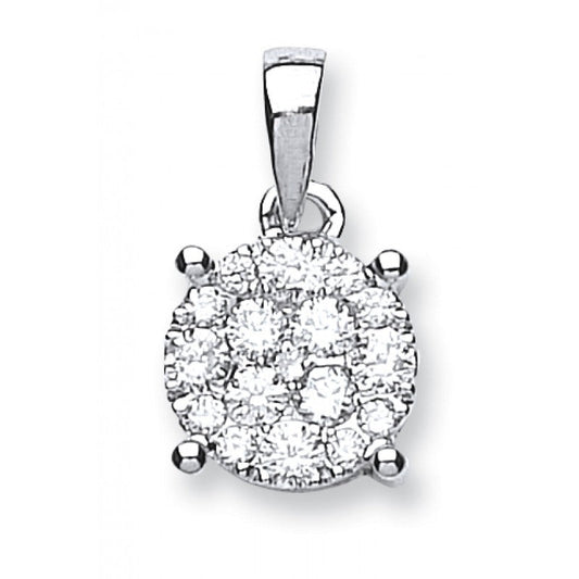 18k White Gold 0.50ct Diamond Cluster Pendant