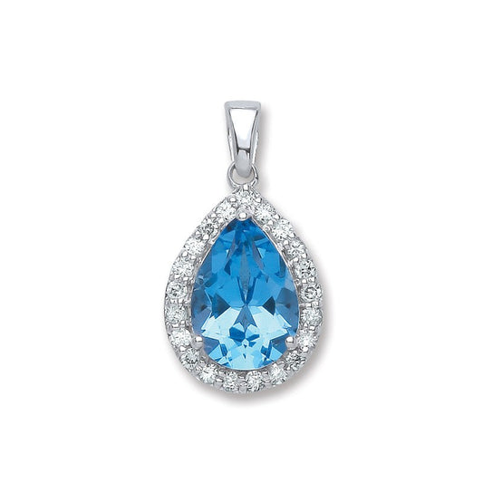 9k White Gold 0.20ct Diamond, 2.5ct BT Pear Shape Pendant