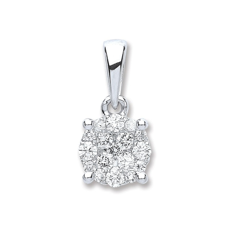 18k White Gold 0.25ct Diamond Cluster Pendant