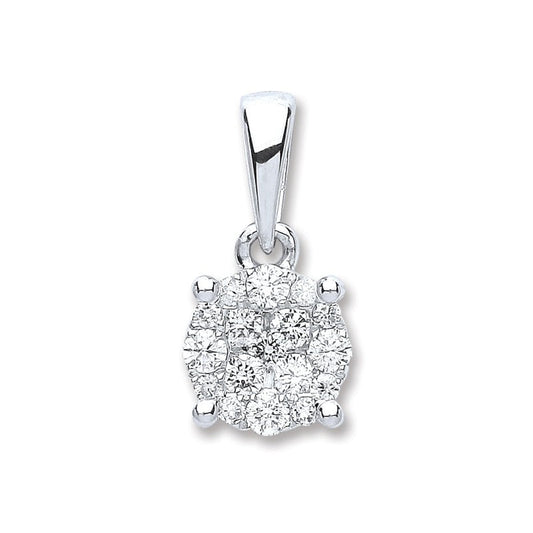 18k White Gold 0.25ct Diamond Cluster Pendant