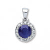 9k White Gold 0.15ct Diamond, 0.6ct 5mm Round Sapphire Pendant