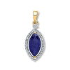 9k Yellow Gold 0.10ct Diamond, 1.00ct Marquise Sapphire Pendant