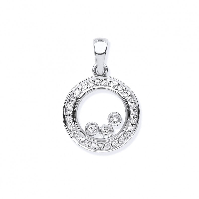 9k White Gold 0.12ct Floating Diamond Pendant