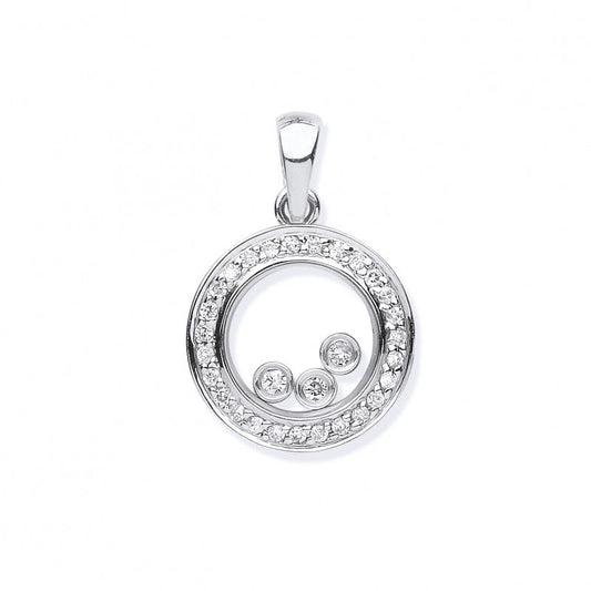 9k White Gold 0.12ct Floating Diamond Pendant