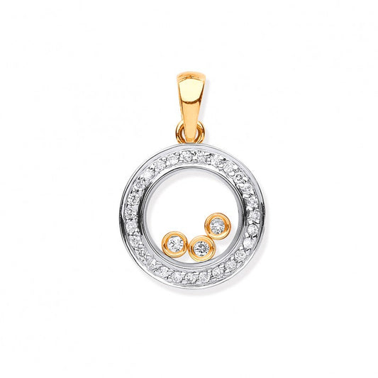 9k Yellow Gold 0.12ct Floating Diamond Pendant