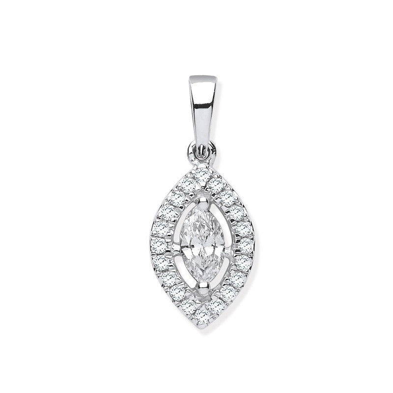 18k White Gold 0.40ct Marquise Shaped Diamond Pendant
